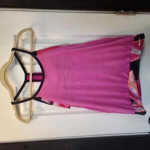 Nike Women's Pink and Multicolor Tank Top with built in bra- Size Medium